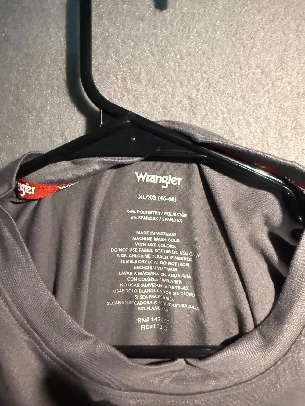 Wrangler Men's Long Sleeve Performance Shirt XL Gray